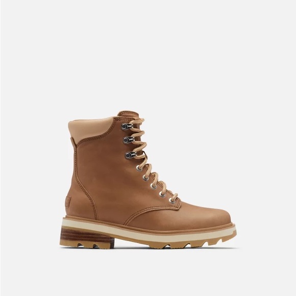 NWT + Box | SOREL Women’s Lennox Combat Boots | Canoe Tan | 9 - Picture 3 of 13